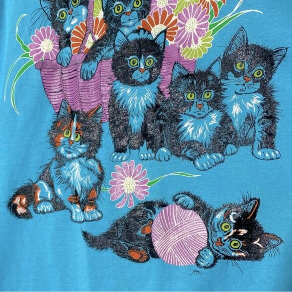 Vintage Screen Starts Best Blue Single Stitch Lake Tahoe T Shirt W Kittens XL - Picture 7 of 16